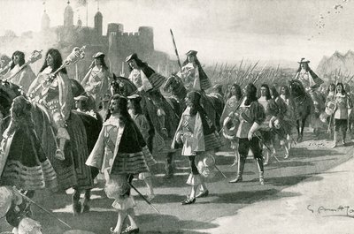 La dernière procession depuis la Tour : Charles II et sa suite sur Tower Hill, 22 avril 1661 - G.S. Amato