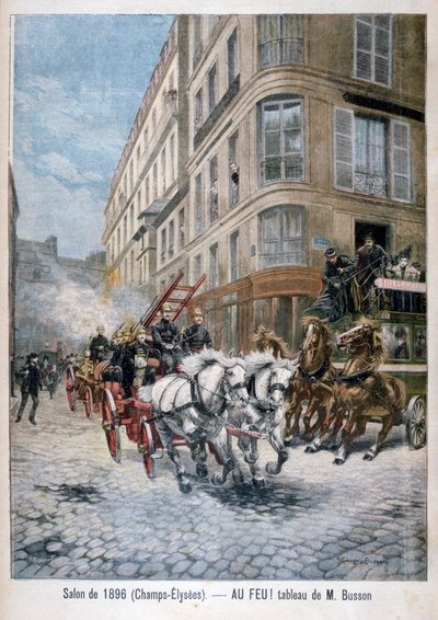 Camion de pompiers en route vers un incendie, Paris - G. Busson