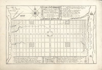 Le premier plan de Philadelphie, conçu par William Penn et Thomas Holme en 1682, 1684 - G. Drogenham