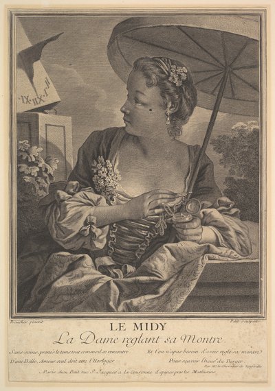 Midi. Une dame réglant sa montre - G E Petit