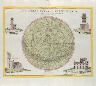 Table cosmographique du planisphère céleste nord coupé à l