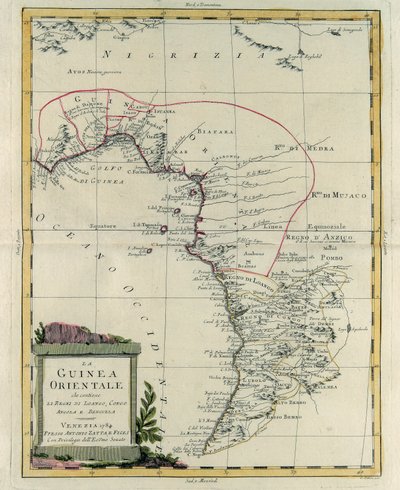 Guinée orientale contenant les Royaumes de Loango, Congo, Angola et Benguela, gravure de G. Zuliani tirée du Tome IV du "Nouvel Atlas" publié à Venise en 1784 par Antonio Zatta, Collection Privée - G. Zuliani