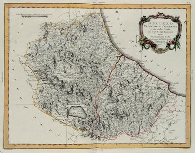 Abruzzes ultérieures et antérieures, gravure de G. Zuliani tirée du Tome II du "Nouvel Atlas" publié à Venise en 1783 par Antonio Zatta, Collection Privée - G. Zuliani