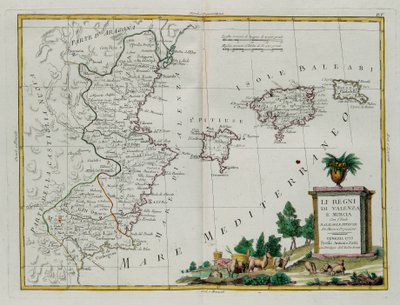 Royaumes de Valence et de Murcie avec les îles Baléares et Pitiuses, gravure par G. Zuliani tirée du Tome I du Nouvel Atlas publié à Venise en 1775 par Antonio Zatta, Collection Privée - G. Zuliani
