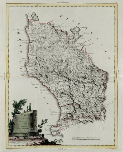 Territoire de Pise, gravure de G. Zuliani tirée du Tome II du "Nouvel Atlas" publié à Venise en 1783 par Antonio Zatta, Collection Privée - G. Zuliani