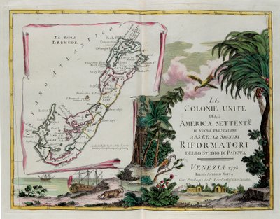 Les îles des Bermudes et le frontispice de la section dédiée aux Colonies Unies d