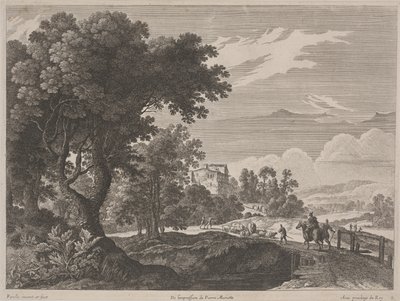 Paysage avec voyageurs traversant un pont - Gabriel (after) Perelle