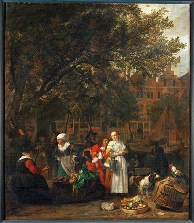 Marché aux légumes à Amsterdam, Pays-Bas ... - Gabriel (attr. to) Metsu