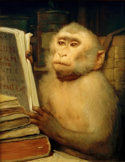G. v. Max, Singe lisant - Gabriel Cornelius Ritter von Max
