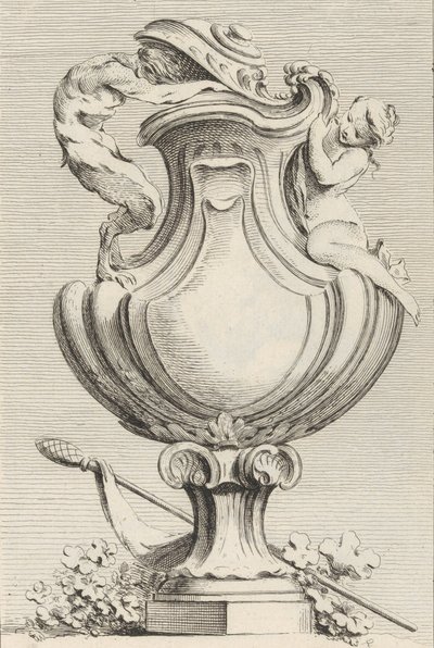 Conception pour un vase avec un faune et une nymphe, du Livre de Vases, planche 1, 1742-50 - Gabriel Huquier