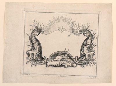 Écusson, de "Recueil Nouveau de Differens Cartouche" - Gabriel Huquier
