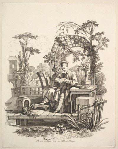 Homme et femme lisant, vers 1742 - Gabriel Huquier