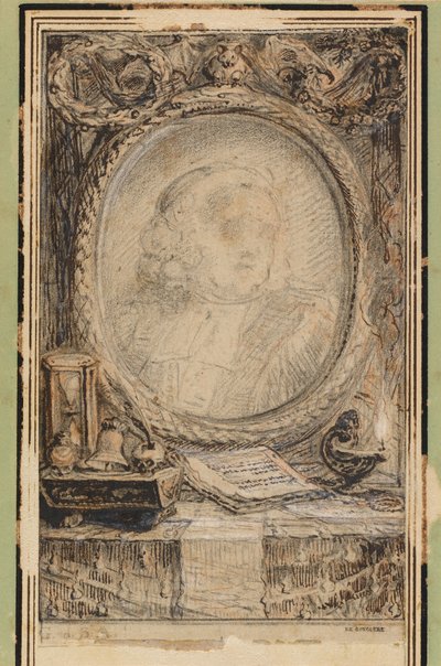 Cadre allégorique avec une chauve-souris - Gabriel Jacques de Saint Aubin