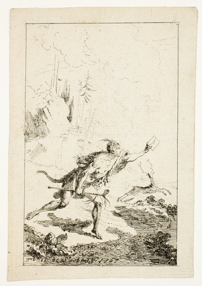 Messager envoyé à M. Saint-Denis, par M. Belle-Isle, prisonnier, planche trois de Les Nouveaux Voyages aux Indes Occidentales - Gabriel Jacques de Saint Aubin