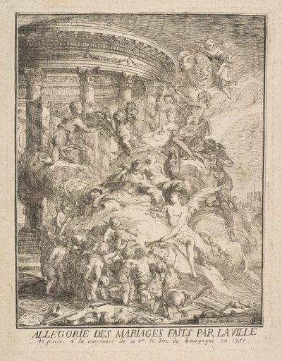 Allégorie des mariages faits par la Ville de Paris à la naissance du Duc de Bourgogne - Gabriel de Saint Aubin