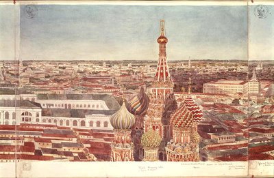 Panorama de Moscou, représentant la cathédrale Saint-Basile, 1819 - Gadolle