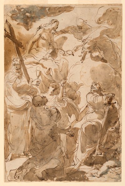 Dessin, La Trinité et les Apôtres, Saint Pierre et Saint Paul, 1770-80 - Gaetano Gandolfi