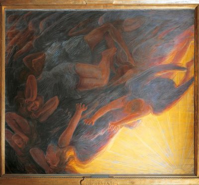 La Chute des Anges, panneau central du triptyque - Gaetano Previati