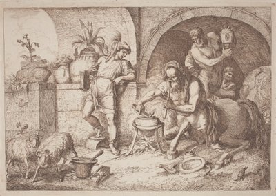 Chiron enseigne la magie à Achille - Gaetano Zompini, after Giovanni Benedetto Castiglione