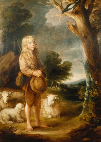 Paysage boisé avec un berger écoutant une pie et trois moutons - Gainsborough Dupont