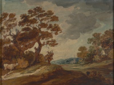 Paysage : Vache au premier plan à gauche - Gainsborough Dupont