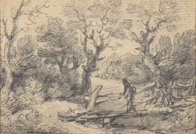 Paysage avec figure sur une passerelle - Gainsborough Dupont