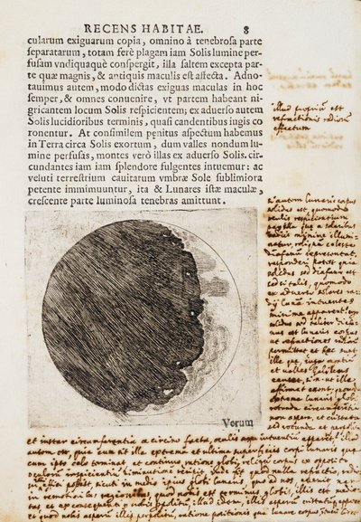 Sidereus Nuncius (Messager des étoiles) avec dessins des phases et de la surface de la Lune - Galileo Galilei