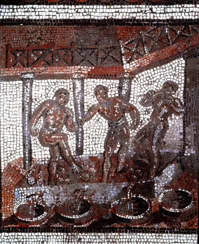 Scène de foulage des raisins dans une cuve - Gallo Roman