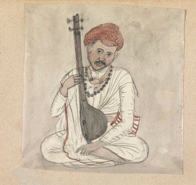 Homme avec un Instrument à Cordes - Gangaram Chintaman Tambat