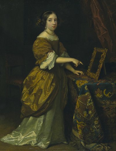 Fille debout devant un miroir, 1668 - Gaspar Netscher