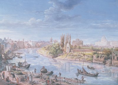 Vue de Rome avec Saint-Pierre et le Castel Sant