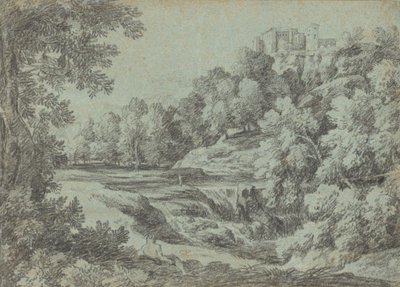 Paysage italien avec fortifications et cascade - Gaspard Dughet