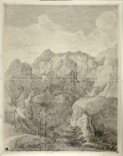 Paysage de montagne avec deux personnages au premier plan - Gaspard Dughet