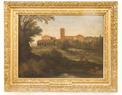 Paysage classique avec un homme conduisant un troupeau de moutons - Gaspard Poussin Dughet