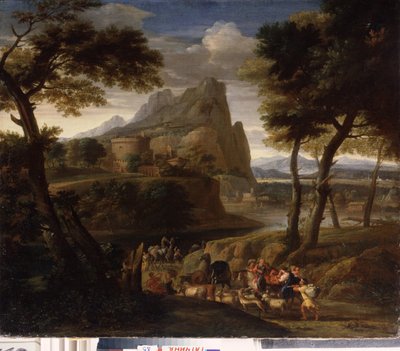 Paysage avec groupe de voyageurs - Gaspard Poussin Dughet