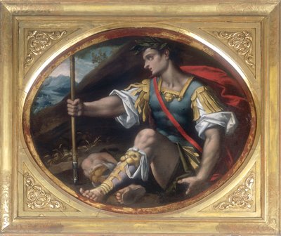Chef avec des lauriers tenant une lance, œuvre de Gaspare Venturini, conservée à la Galleria Estense de Modène - Gaspare Venturini