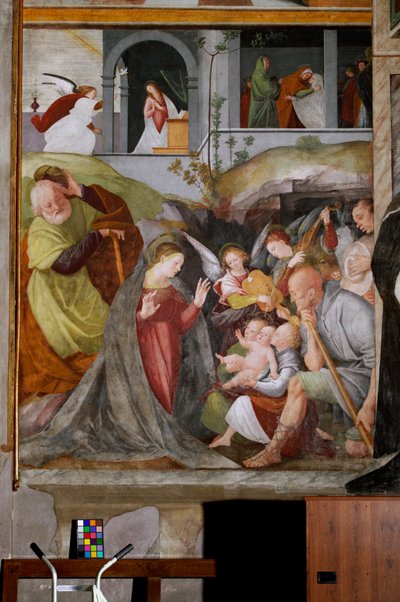 Adoration des bergers avec anges musiciens, Annonciation et Visitation - Gaudenzio Ferrari