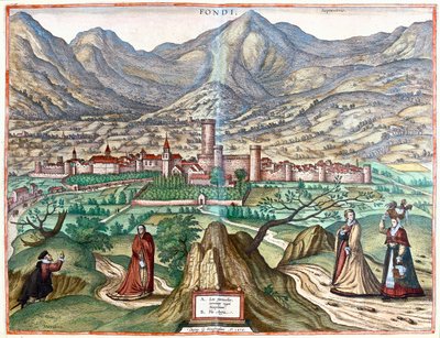 Fondi (pays romain), Italie - dans "Civitates Orbis Terrarum" de Georg Braun, Cologne 1617 - Georg Braun