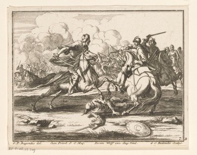 Combat de cavaliers contre les Ottomans - Georg Conrad Bodenehr