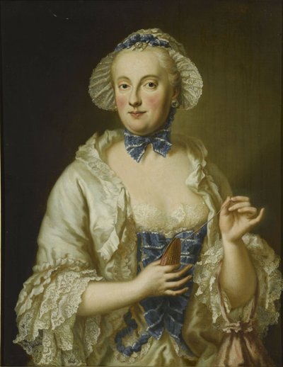 French: Marie-Anne-Sophie de Saxe, princesse électrice de Bavière (1728-1797) Portrait of Maria Anna Sophia of Saxony, Electress of Bavaria (1728-1797) - Georg Desmarees