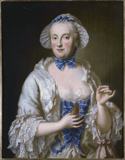 French: Marie-Anne-Sophie de Saxe, princesse électrice de Bavière (1728-1797) Portrait of Maria Anna Sophia of Saxony, Electress of Bavaria (1728-1797) - Georg Desmarees