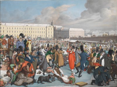 Patinage sur glace dans le port gelé du canal de Wiener Neustadt, 1805 - Georg Emanuel Opiz
