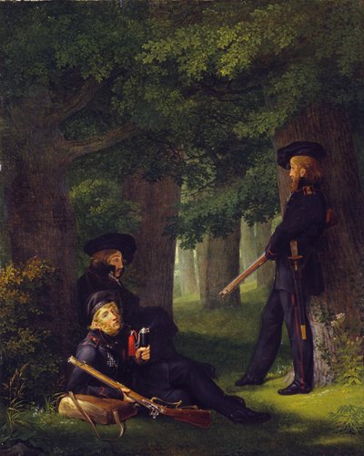 Theodor Körner, Friedrich Friesen et Heinrich Hartmann en service de garde - Georg Friedrich Kersting