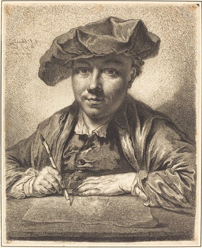 Autoportrait, dessin - Georg Friedrich Schmidt