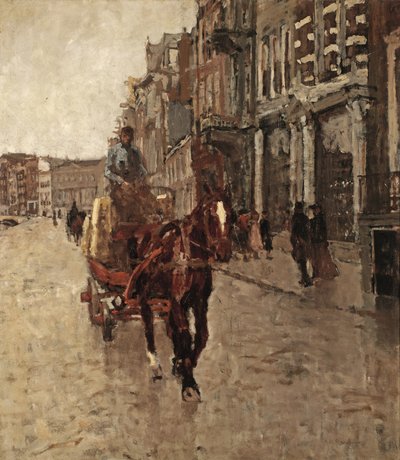 Rokin Westzijde : une charrette tirée par des chevaux sur le Rokin, Amsterdam - Georg Hendrik Breitner