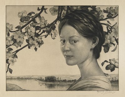 Jeune fille avec des fleurs - Georg Jahn