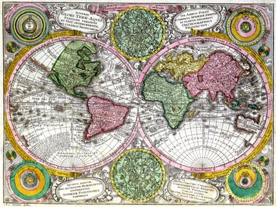 Carte du monde et planisphère céleste - Georg Matthäus Seutter