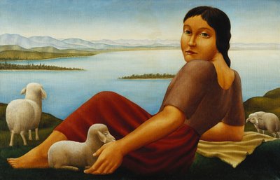 Fille avec des moutons; Madchen mit Schafen, 1923 - Georg Schrimpf