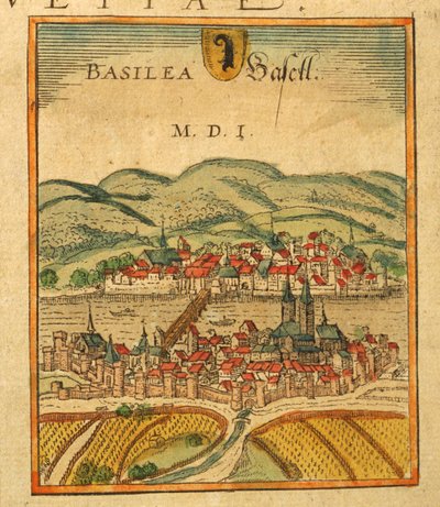 Carte de Bâle de Civitates Orbis Terrarum - Georg Braun and Hogenberg Franz