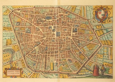 Carte de Bologne de Civitates Orbis Terrarum par Georg Braun - Georg Braun and Hogenberg Franz